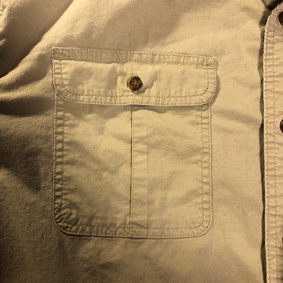 Carhartt Relaxed Fit Button Down Khaki Tan Shirt 2XL - Picture 5 of 8